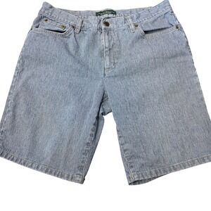 Lauren Ralph Lauren Hickory Stripe Denim Shorts‎ Blue White Womens 8 Bermuda